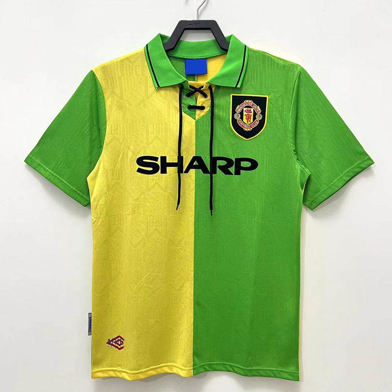 Yellow Green Retro Soccer Jerseys  Quick Dry Vintage Football Kits 1992-1993 Season