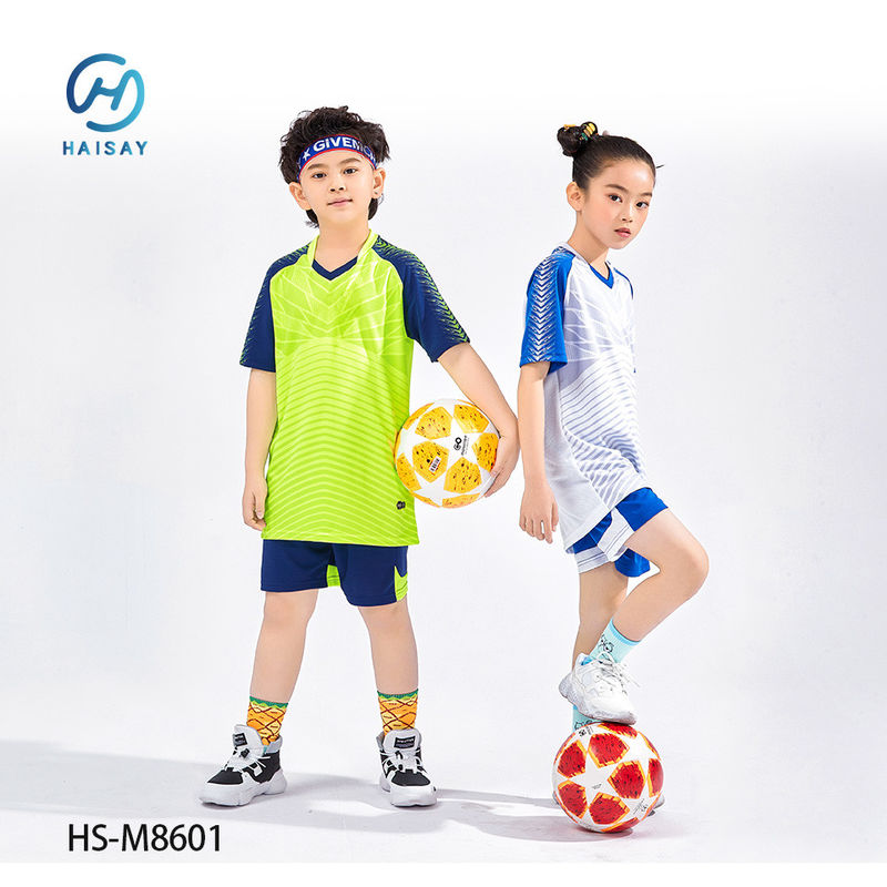 Eye-Catching Patterns and Custom Color Kids Soccer Jerseys with Player Name Option